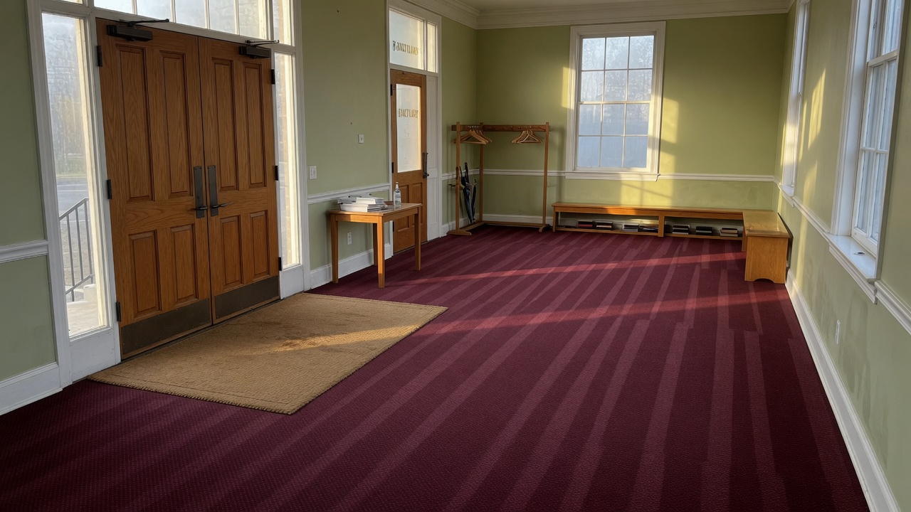 North Carolina church narthex after Saturday cleaning